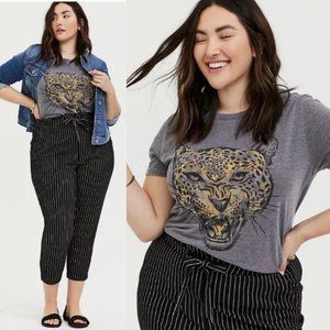 Torrid Dark Gray Leopard Relaxed Fit Crew T Shirt